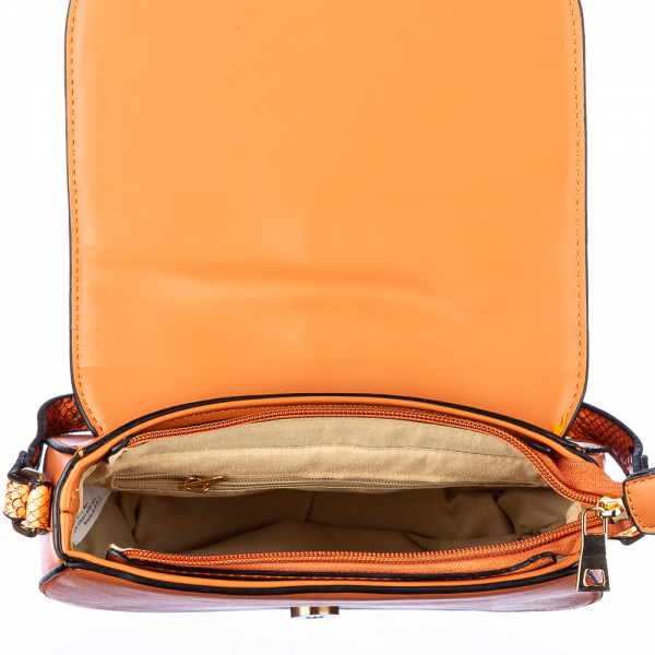 Γυναικεία τσάντα Evian Πορτοκάλι  οικολογικό δέρμα, 6 - Kalapod.gr